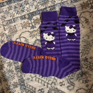Hello Kitty Purple and Black Striped Socks